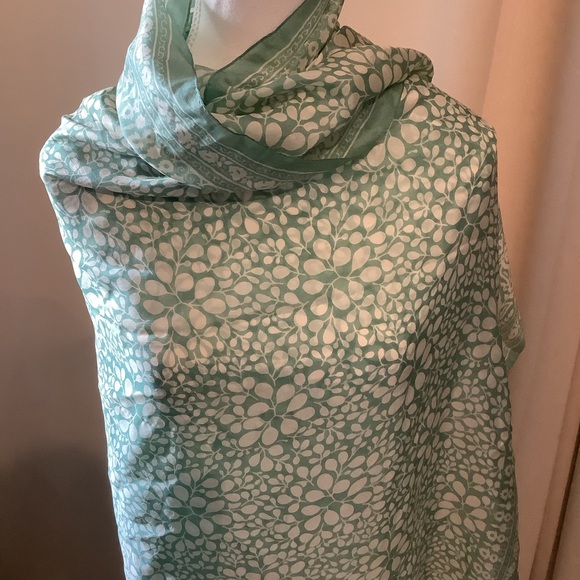 Accessories - D.Sport Green and White Patterned Scarf/Wrap/Sarong